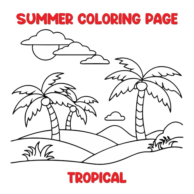 Pagina da colorare tropicale estiva per bambini