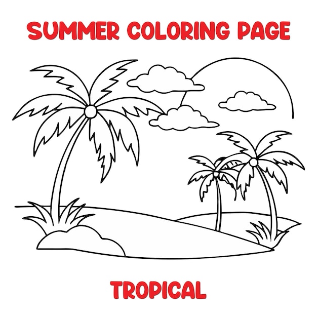 Pagina da colorare tropicale estiva per bambini