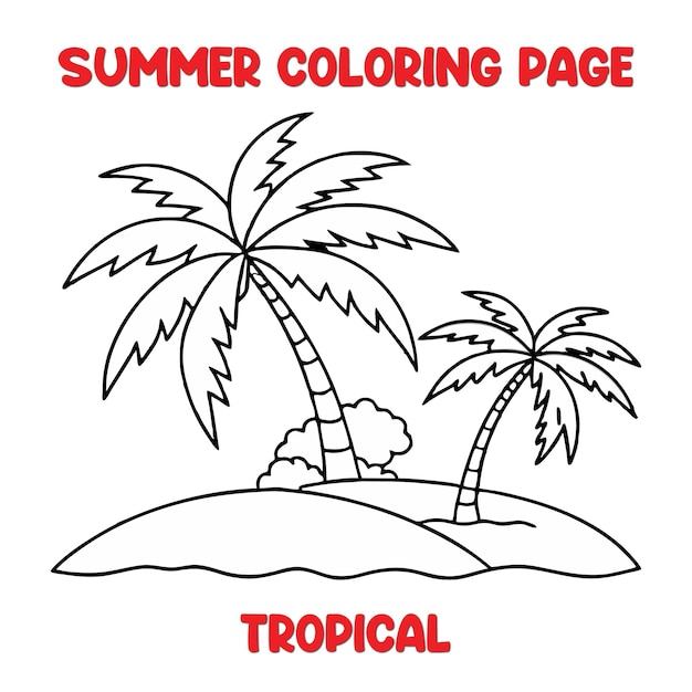 Pagina da colorare tropicale estiva per bambini