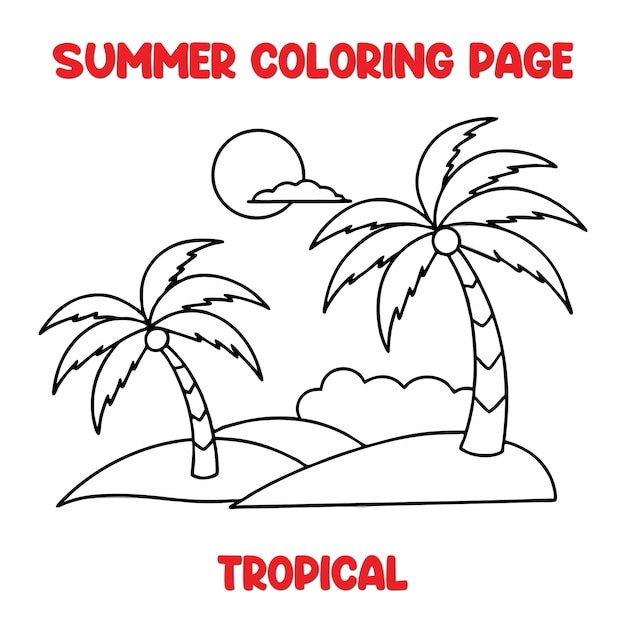 Pagina da colorare tropicale estiva per bambini