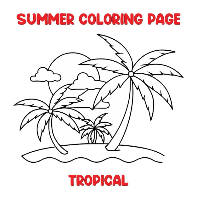Pagina da colorare tropicale estiva per bambini
