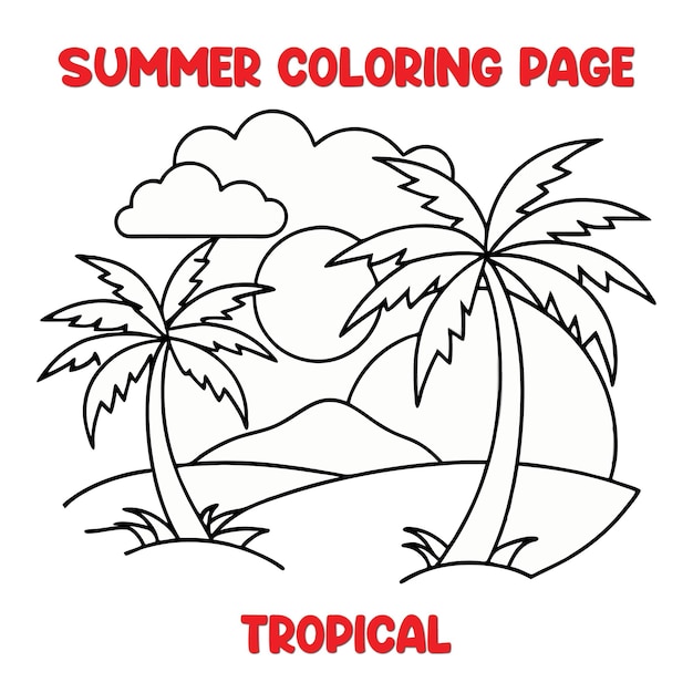 Pagina da colorare tropicale estiva per bambini