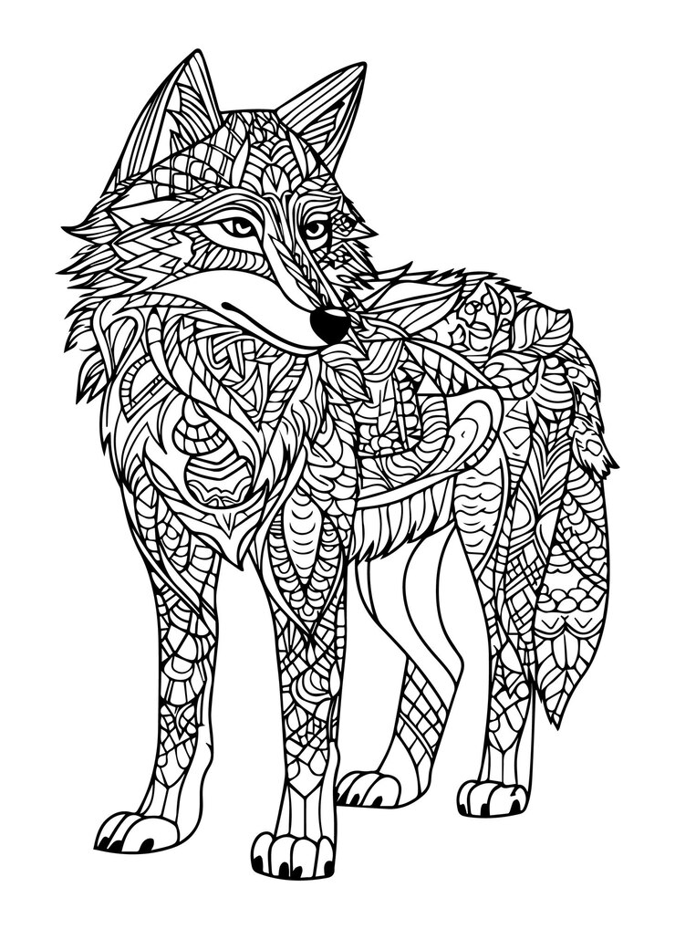 Vettore pagina da colorare wolf mandala wolf mandala line art