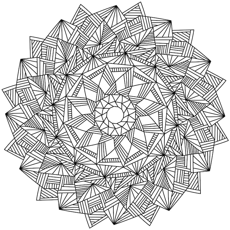 Pagina del libro da colorare antistress per adulti contorno zen mandala con strisce simmetriche doodle cornice