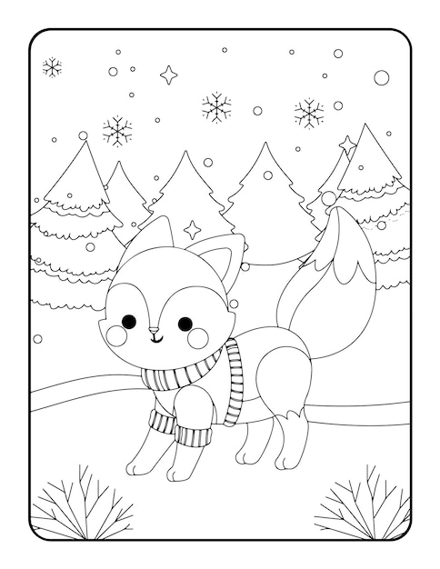 pagina del libro da colorare invernale. Pagina da colorare di Natale. pagina di illustrazione del profilo del foglio di lavoro.