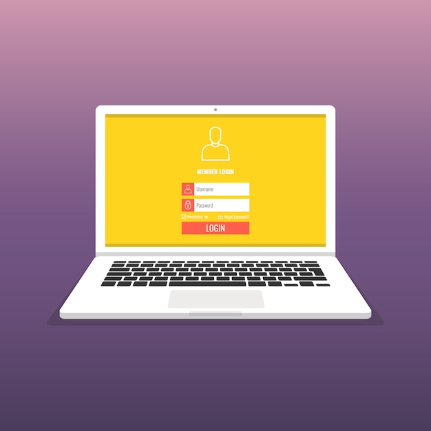 Pagina di accesso sullo schermo del laptop