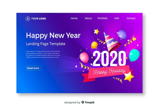 Pagina di destinazione capodanno design piatto