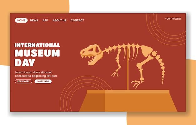 Pagina di destinazione dei social media della celebrazione del museo con sfondo di cartone animato piatto