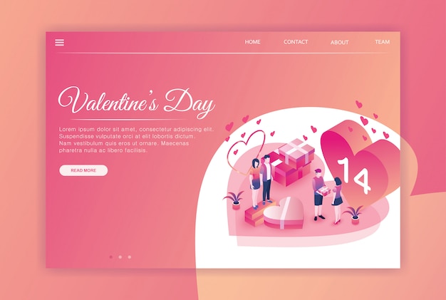 pagina di destinazione del design isometrico di San Valentino