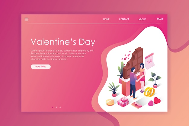pagina di destinazione del design isometrico di San Valentino