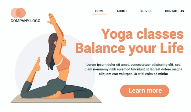 pagina di destinazione del sito web di yoga