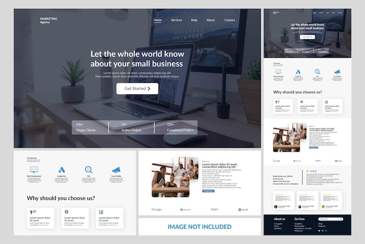 Vettore pagina di destinazione del sito web per il portfolio di marketing digitale