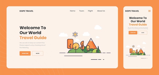 Pagina di destinazione dell'agenzia di guida turistica creativa Premium Vector
