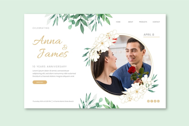 Pagina di destinazione dell'anniversario di matrimonio