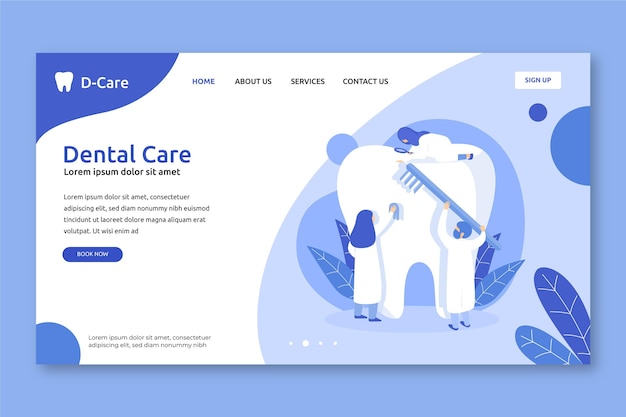 Pagina di destinazione dell'assistenza sanitaria dentale di design piatto