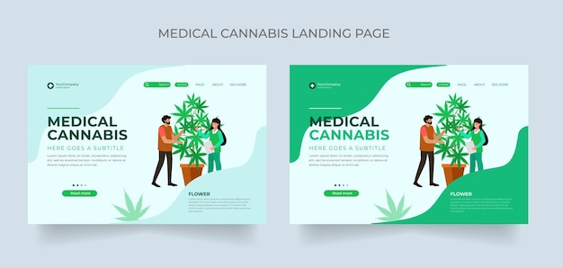 Pagina di destinazione della cannabis medica Vettore dell'olio di cannabis Servizio online di laboratorio di ricerca e