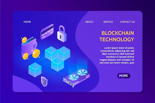 Pagina di destinazione delle criptovalute isometriche