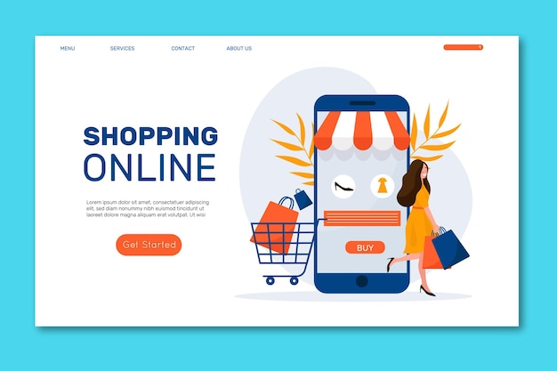 Pagina di destinazione dello shopping online di design piatto