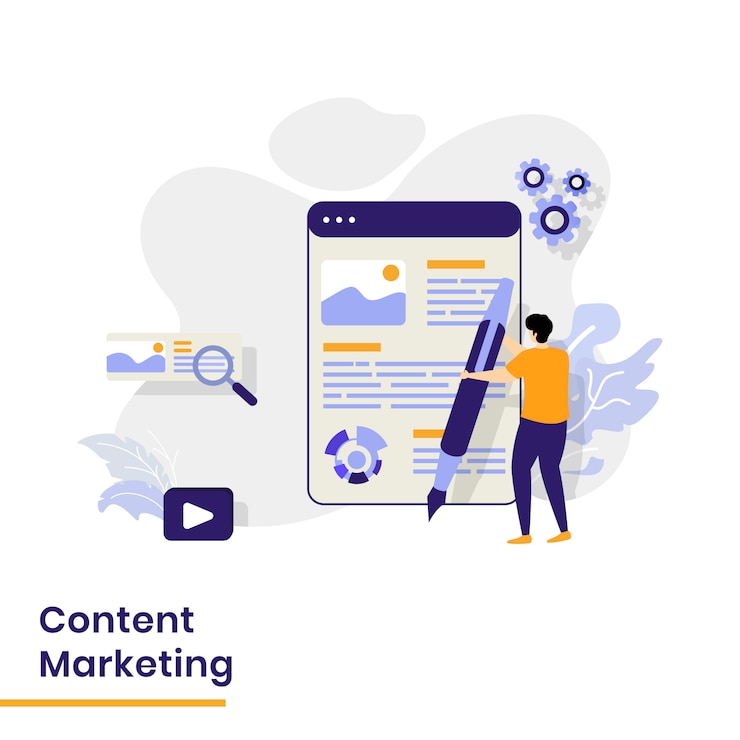 Vettore pagina di destinazione di content marketing