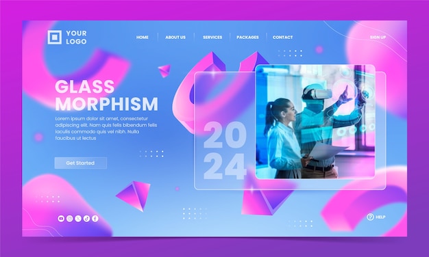 Pagina di destinazione di Gradient glassmotphism