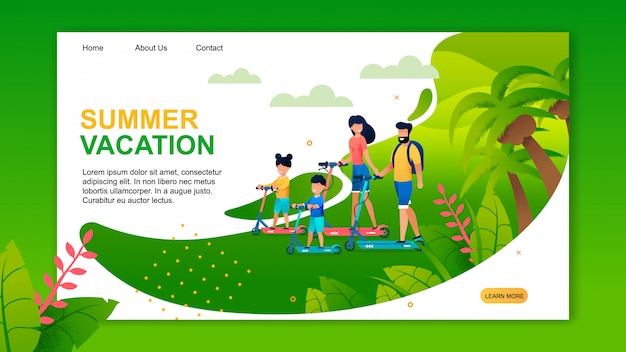 Pagina di destinazione di vacanze estive in colore verde
