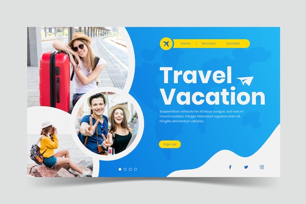 Pagina di destinazione di viaggio con foto