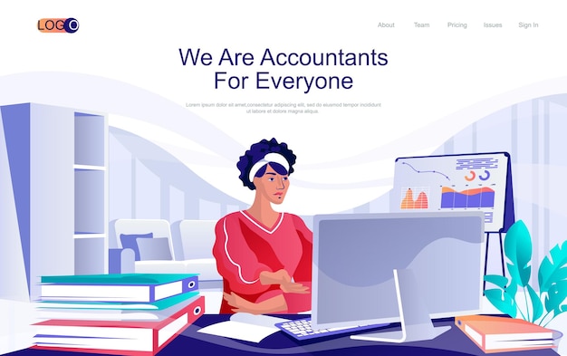 Pagina di destinazione isometrica del concetto di commercialisti Audit e analisi della contabilità della gestione finanziaria