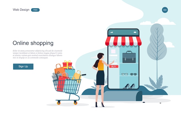 Pagina di destinazione per acquisti e servizi online