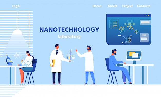 Pagina di destinazione per il moderno laboratorio di nanotecnologie