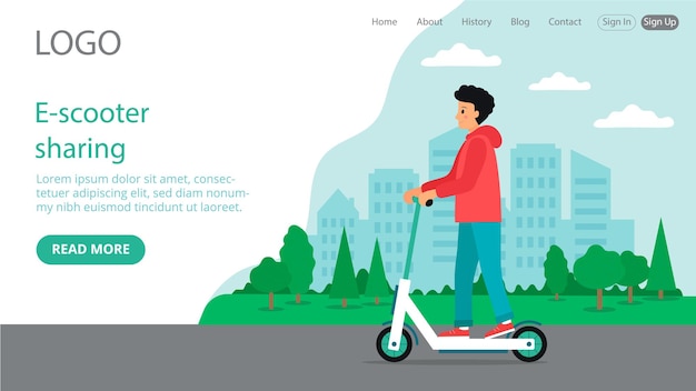 Pagina di destinazione per la condivisione di scooter elettrici