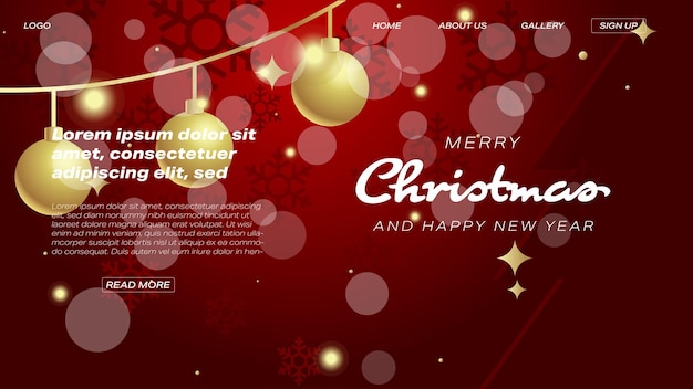 Pagina di destinazione Web luminosa rossa di Buon Natale