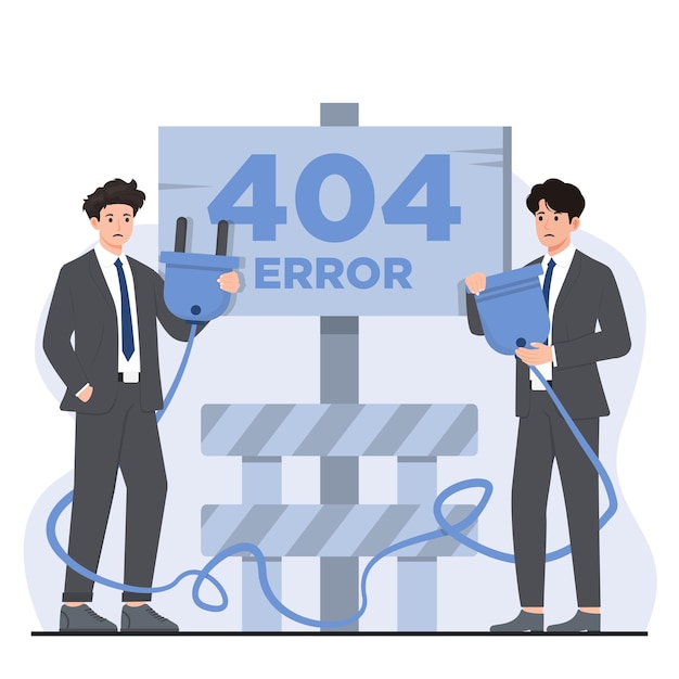 pagina di errore 404 non trovata con un'illustrazione di segnale di avvertimento