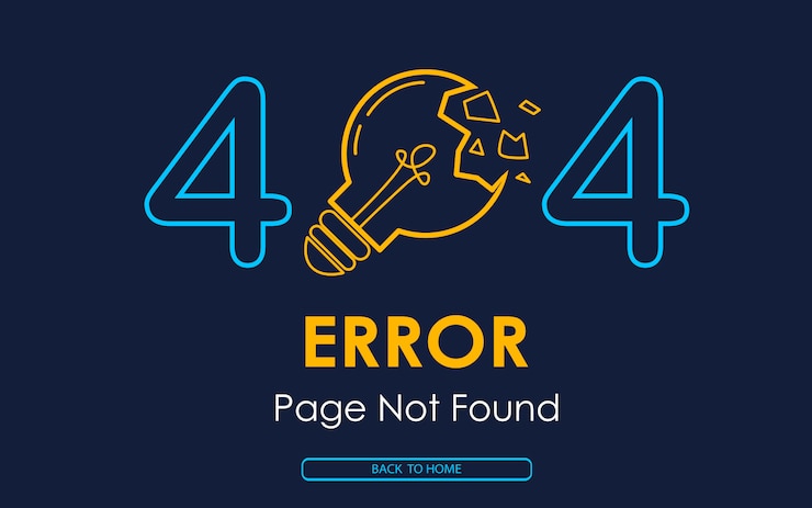 Vettore pagina di errore 404 non trovata sfondo rotto lampada