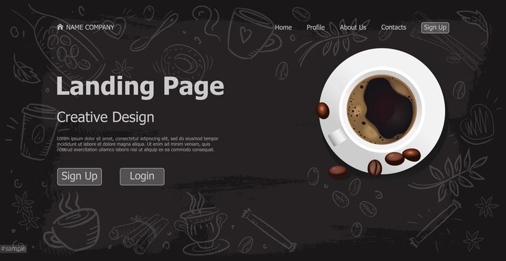 Vettore pagina iniziale della pagina di destinazione della caffetteria modello web della pagina aziendale di destinazione del sito web digitale della pagina di destinazione del concetto di design vettore