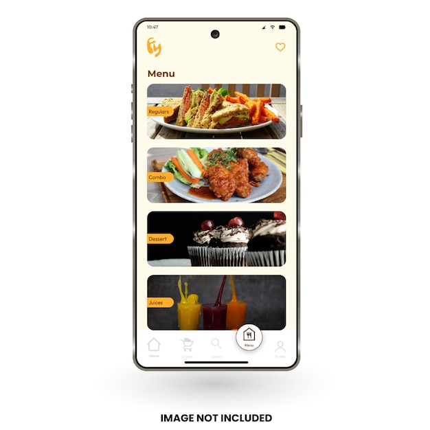 Pagina menu dell'app ristorante Ui kit Design