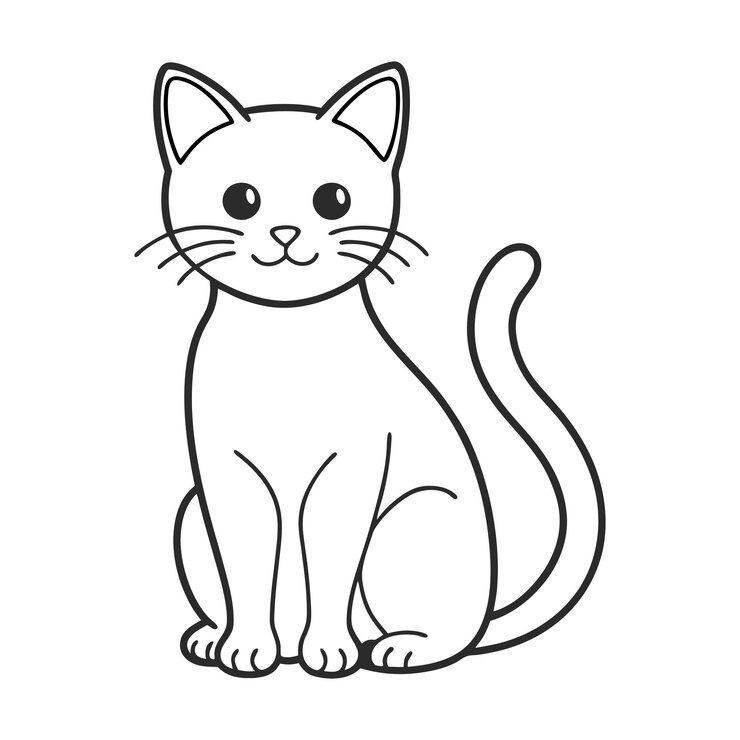Pagine da colorare Cute Kitten Line Art Vector per bambini