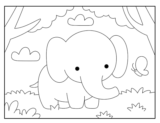 Pagine da colorare di elefanti per bambini