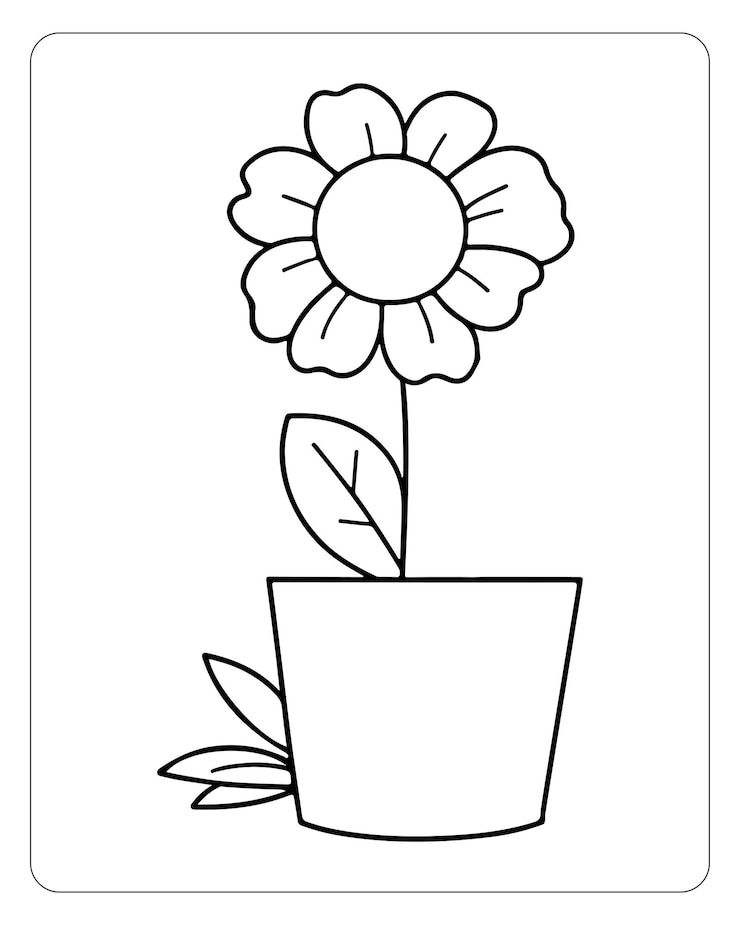 Vettore pagine da colorare fiori per bambini illustrazione di fiori