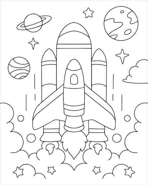 Pagine da colorare per razzi stampabili