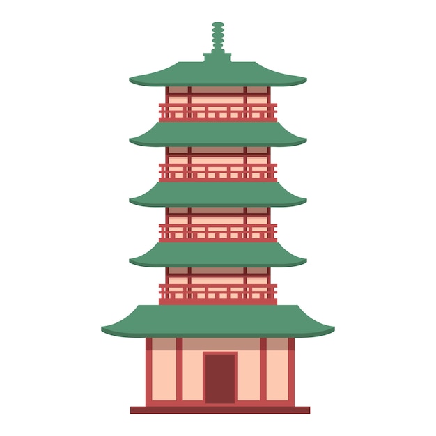 Pagoda edificio icona vettore cartoon Casa asiatica Tempio della città