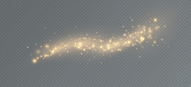 Paillettes dorate brillano di molte luci Polvere scintillante Lussuoso sfondo di particelle dorate