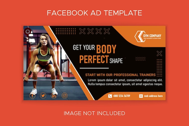 Palestra e fitness social media Facebook ads modello vettore banner