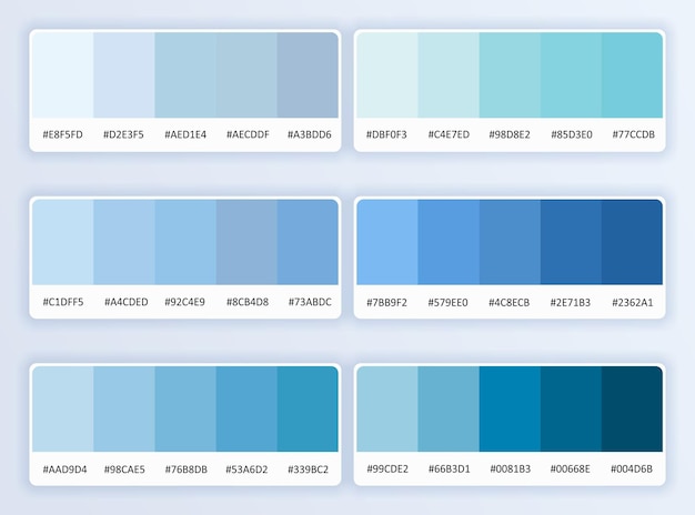 Palette di colori di diverse sfumature blu