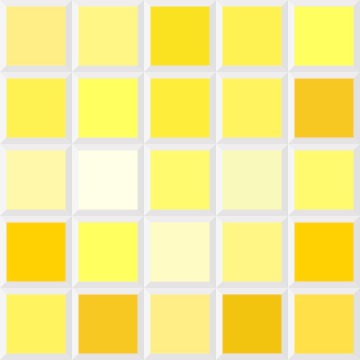 Vettore palette di colori giallo-limone, sfumature, schema, elementi di progettazione delle piastrelle, modello senza cuciture