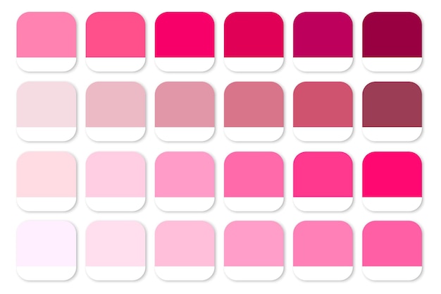 Palette di colori rosa Varie sfumature di rosa Gradienti di campioni Illustrazione vettoriale