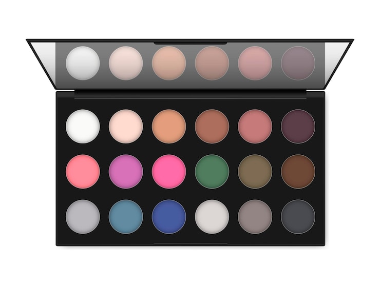 Vettore palette di ombretti per il trucco kit di ombretti colorati contenitore per il trucco aperto con specchio