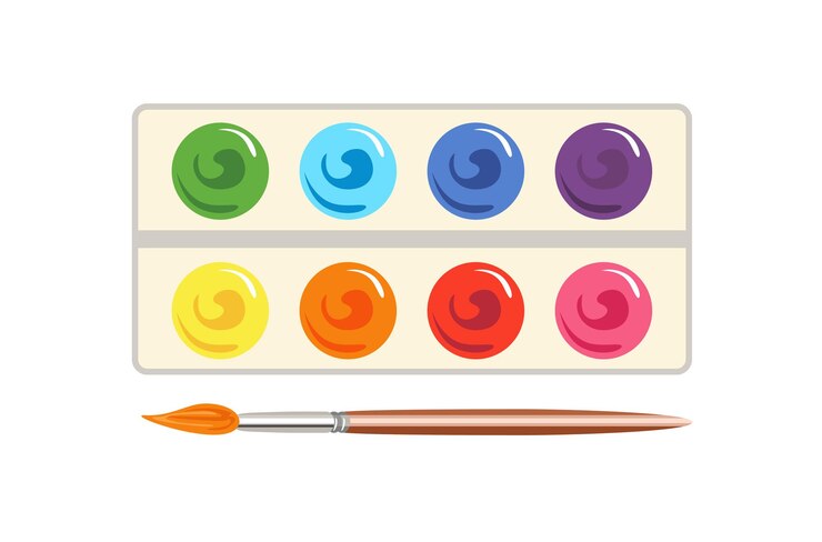 Vettore palette di vernice e pennello d'artista