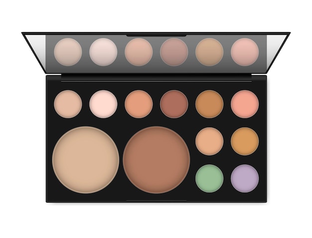 Palette per il trucco Kit per ombretto o correttore in polvere Astuccio per il trucco aperto con specchietto