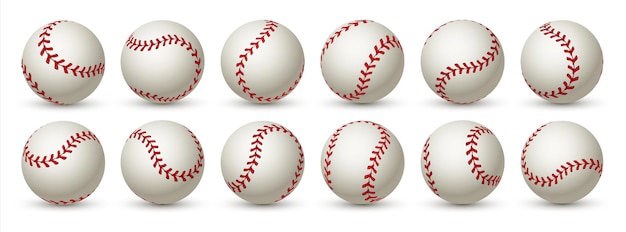 Palla da baseball realistica. Palla softball 3D in pelle.