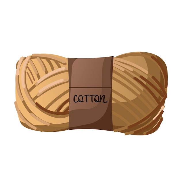 Palla di filato di cotone beige su sfondo bianco Vettore